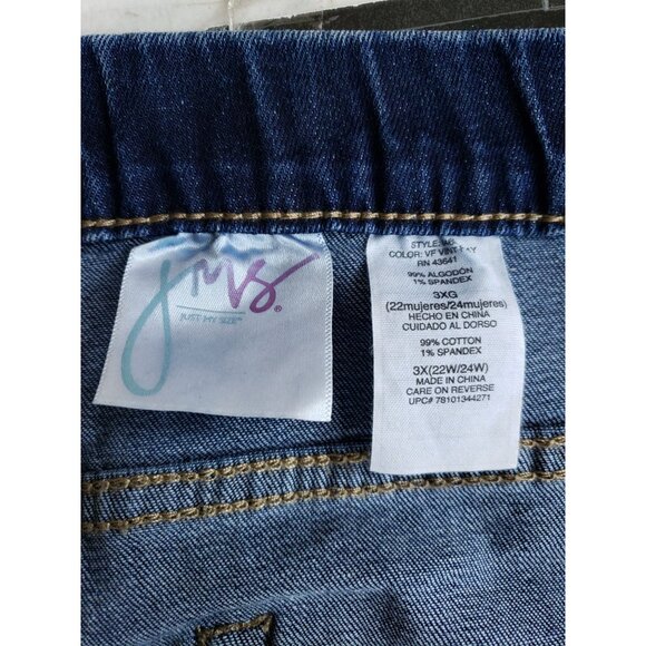 Just My Size Womens 3X Denim Jeggings Stretch Slim Fit Distressed Fray Hem High - Picture 8 of 11